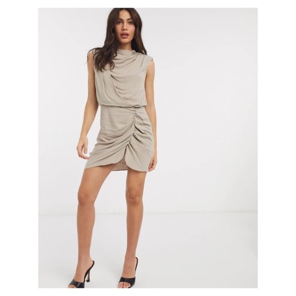 NWT Asos linen mini dress with shoulder pads Sz 4